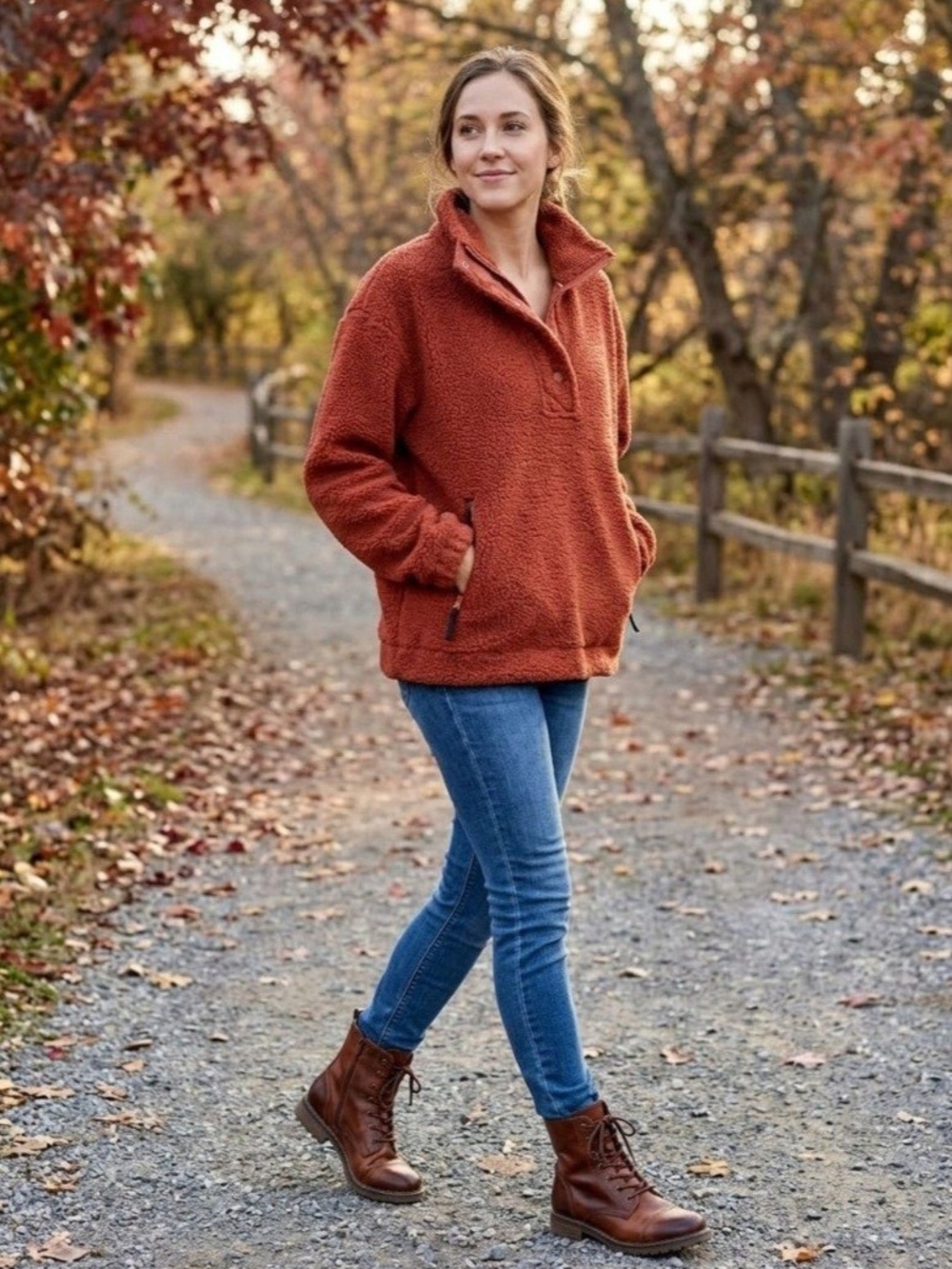 Vital Life Cozy Women's Rust Sherpa Pullover Sweater. Size 3XL